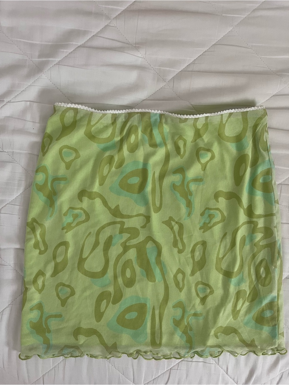 Princess Polly Light Green Mesh Abstract Print Skirt